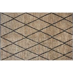 MILIBOO Tapis Naturel Motif Losange Noir 160 X 230 Cm DOURA - Noir