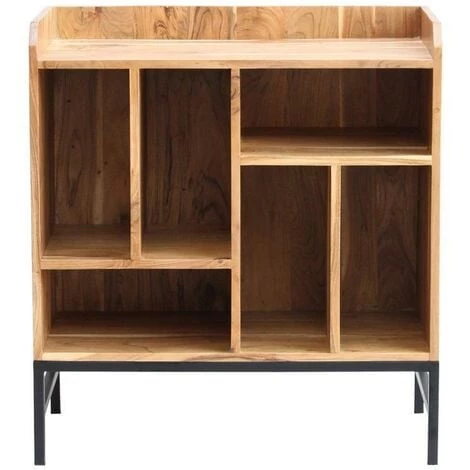 MILIBOO Buffet De Rangement Vinyles En Acacia Et Métal BLUES - Bois Brut 3 MILIBOO Buffet De Rangement Vinyles En Acacia Et Métal BLUES - Bois Brut