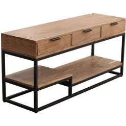 MILIBOO Meuble TV En Acacia Massif Et Métal 115 Cm WARREN - Naturel -France MILIBOO Soldes 2022 43818003 2