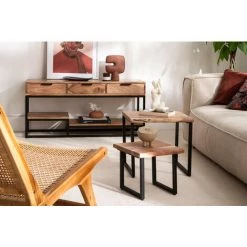 MILIBOO Meuble TV En Acacia Massif Et Métal 115 Cm WARREN - Naturel -France MILIBOO Soldes 2022 43818003 4