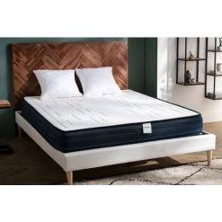 MILIBOO Matelas 160 X 200 Avec Mousse à Mémoire De Forme 22 Cm OLIVER - Blanc Et Bleu -France MILIBOO Soldes 2022 43818027 3