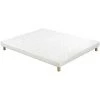 MILIBOO Sommier Tapissier Tissu Blanc Pieds Bois 140 X 200 Cm JAMI - Blanc Et Gris -France MILIBOO Soldes 2022 43818044 1