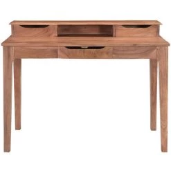 MILIBOO Bureau Vintage En Acacia Massif Avec Niche Et Tiroirs L115 Cm GARY - Naturel