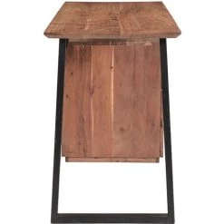 MILIBOO Bureau En Acacia Massif Et Métal Noir 3 Tiroirs L130 Cm HORACE - Naturel -France MILIBOO Soldes 2022 44051602 3