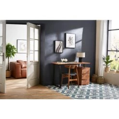 MILIBOO Bureau En Acacia Massif Et Métal Noir 3 Tiroirs L130 Cm HORACE - Naturel -France MILIBOO Soldes 2022 44051602 5