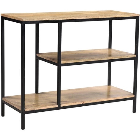 MILIBOO Console Industrielle En Manguier Massif Et Métal L100 Cm MERYN - Bois Clair / Noir 4 MILIBOO Console Industrielle En Manguier Massif Et Métal L100 Cm MERYN - Bois Clair / Noir – Image 2