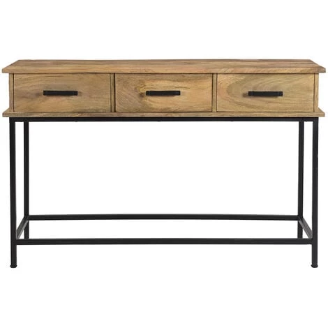 MILIBOO Console 3 Tiroirs Manguier Massif Et Métal L120 Cm AROK - Bois Clair / Noir 3 MILIBOO Console 3 Tiroirs Manguier Massif Et Métal L120 Cm AROK - Bois Clair / Noir