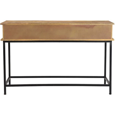 MILIBOO Console 3 Tiroirs Manguier Massif Et Métal L120 Cm AROK - Bois Clair / Noir 6 MILIBOO Console 3 Tiroirs Manguier Massif Et Métal L120 Cm AROK - Bois Clair / Noir – Image 4
