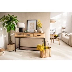 MILIBOO Console 3 Tiroirs Manguier Massif Et Métal L120 Cm AROK - Bois Clair / Noir 11 MILIBOO Console 3 Tiroirs Manguier Massif Et Métal L120 Cm AROK - Bois Clair / Noir -France MILIBOO Soldes 2022 44051620 5