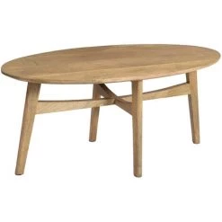 MILIBOO Table Basse Ovale En Manguier Massif Clair L100 Cm PALEY - Marron Clair -France MILIBOO Soldes 2022 44051624 2
