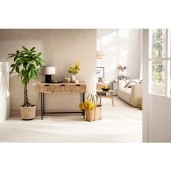 MILIBOO Console 3 Tiroirs En Manguier Massif Et Métal Noir L100 JUNO-MORISSON - Bois Clair / Noir -France MILIBOO Soldes 2022 44051630 5