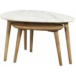MILIBOO Tables Basses Gigognes Marbre Blanc Et Manguier (lot De 2) EVY - Naturel -France MILIBOO Soldes 2022 44365236 3