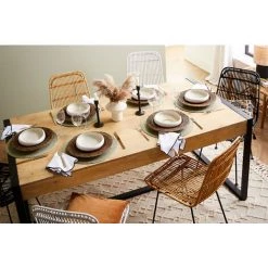 MILIBOO Table à Manger En Manguier Massif Et Métal Noir Rectangulaire L175 Cm BERGEN - Naturel -France MILIBOO Soldes 2022 44365251 5