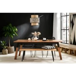 MILIBOO Table à Manger En Acacia Massif Et Métal Noir Rectangulaire L202 Cm TIVOLI - Naturel -France MILIBOO Soldes 2022 44365258 5