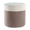 MILIBOO Pouf Design Bicolore En Velours Blanc Crème Et Taupe D40 Cm DAISY - Taupe Velours -France MILIBOO Soldes 2022 45703325 1
