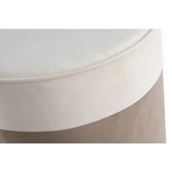 MILIBOO Pouf Design Bicolore En Velours Blanc Crème Et Taupe D40 Cm DAISY - Taupe Velours -France MILIBOO Soldes 2022 45703325 2