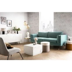 MILIBOO Pouf Design Bicolore En Velours Blanc Crème Et Taupe D40 Cm DAISY - Taupe Velours -France MILIBOO Soldes 2022 45703325 3