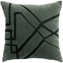 MILIBOO Coussin En Coton Thym Avec Motif Noir Brodé 45 X 45 Cm CROP - Vert