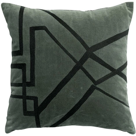 MILIBOO Coussin En Coton Thym Avec Motif Noir Brodé 45 X 45 Cm CROP - Vert 3 MILIBOO Coussin En Coton Thym Avec Motif Noir Brodé 45 X 45 Cm CROP - Vert
