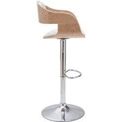 MILIBOO Tabouret De Bar Design Réglable Blanc Et Bois Clair EUSTACHE - Bois Clair / Blanc -France MILIBOO Soldes 2022 46001794 3