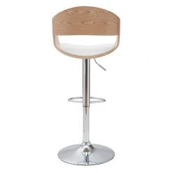 MILIBOO Tabouret De Bar Design Réglable Blanc Et Bois Clair EUSTACHE - Bois Clair / Blanc -France MILIBOO Soldes 2022 46001794 4