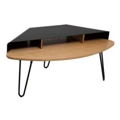 MILIBOO Meuble TV D'angle Design En Métal Noir Et Frêne L106 QUARTER - Bois Clair / Noir -France MILIBOO Soldes 2022 46525841 3