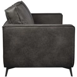 MILIBOO Canapé Cuir Vintage Noir 3 Places SONNY - Cuir De Vache Reconstitué - Noir -France MILIBOO Soldes 2022 46585068 3