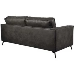 MILIBOO Canapé Cuir Vintage Noir 3 Places SONNY - Cuir De Vache Reconstitué - Noir -France MILIBOO Soldes 2022 46585068 4