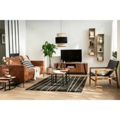 MILIBOO Canapé Cuir Vintage Noir 3 Places SONNY - Cuir De Vache Reconstitué - Noir -France MILIBOO Soldes 2022 46585068 5