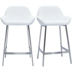 MILIBOO Tabourets De Bar Design Blancs Et Pieds Métal (lot De 2) RINGER - Blanc