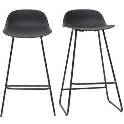 MILIBOO Tabourets De Bar Design Noirs H71 Cm (lot De 2) ELLA - Noir
