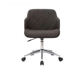 MILIBOO Fauteuil De Bureau Design En Tissu Gris Foncé Et Bois Noir SANDRO - Gris Foncé