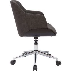 MILIBOO Fauteuil De Bureau Design En Tissu Gris Foncé Et Bois Noir SANDRO - Gris Foncé -France MILIBOO Soldes 2022 47181830 3