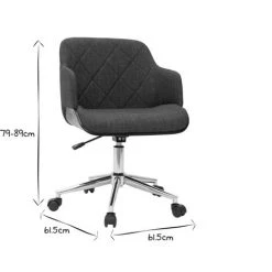 MILIBOO Fauteuil De Bureau Design En Tissu Gris Foncé Et Bois Noir SANDRO - Gris Foncé -France MILIBOO Soldes 2022 47181830 5
