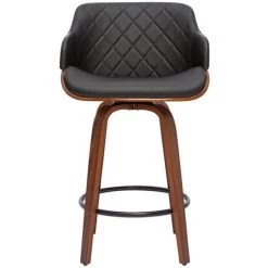 MILIBOO Tabouret De Bar Design Noir Et Bois Foncé H65 Cm LUCIEN - Noyer / Noir
