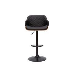 MILIBOO Tabouret De Bar Design Réglable Noir Et Bois Foncé LUCIEN - Noyer / Noir