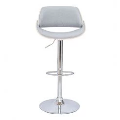 MILIBOO Tabouret De Bar Design Réglable Tissu Gris Et Bois Clair CLASH - Gris Clair