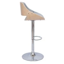 MILIBOO Tabouret De Bar Design Réglable Tissu Gris Et Bois Clair CLASH - Gris Clair -France MILIBOO Soldes 2022 47332183 3