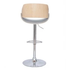MILIBOO Tabouret De Bar Design Réglable Tissu Gris Et Bois Clair CLASH - Gris Clair -France MILIBOO Soldes 2022 47332183 4