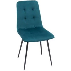 MILIBOO Chaises Design Velours Capitonnées Bleu Pétrole Et Métal Noir (lot De 2) ESCAPE - Bleu Pétrole Velours -France MILIBOO Soldes 2022 47908393 3