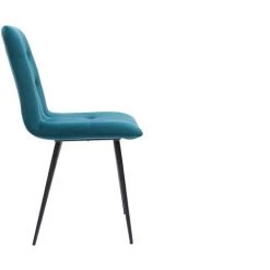 MILIBOO Chaises Design Velours Capitonnées Bleu Pétrole Et Métal Noir (lot De 2) ESCAPE - Bleu Pétrole Velours -France MILIBOO Soldes 2022 47908393 4