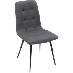 MILIBOO Chaises Design Capitonnées Tissu Gris Et Métal Noir (lot De 2) ESCAPE - Gris Foncé -France MILIBOO Soldes 2022 47908398 3