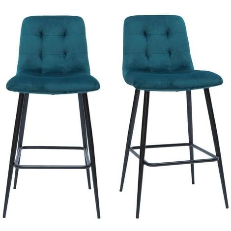 MILIBOO Tabourets De Bar Design En Tissu Velours Bleu Pétrole Et Métal H65 Cm (lot De 2) ESCAPE - Bleu Pétrole Velours 3 MILIBOO Tabourets De Bar Design En Tissu Velours Bleu Pétrole Et Métal H65 Cm (lot De 2) ESCAPE - Bleu Pétrole Velours