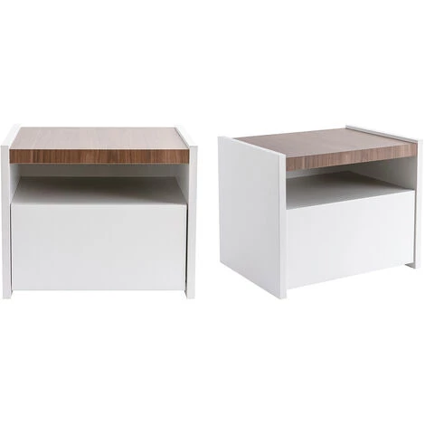 MILIBOO Tables De Chevet Design Avec Tiroir Blanc Mat Et Finition Noyer (lot De 2) VERDI - Noyer Mat 3 MILIBOO Tables De Chevet Design Avec Tiroir Blanc Mat Et Finition Noyer (lot De 2) VERDI - Noyer Mat