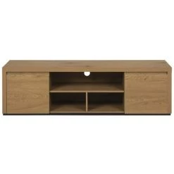 MILIBOO Meuble TV Contemporain Avec 2 Portes Finition Chêne L160 Cm NORCY - Chêne Foncé