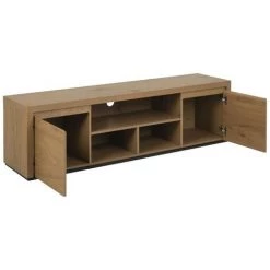 MILIBOO Meuble TV Contemporain Avec 2 Portes Finition Chêne L160 Cm NORCY - Chêne Foncé -France MILIBOO Soldes 2022 48434136 3