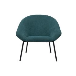 MILIBOO Fauteuil Tissu Effet Velours Bleu Pétrole Et Métal KOK - Bleu Pétrole Velours