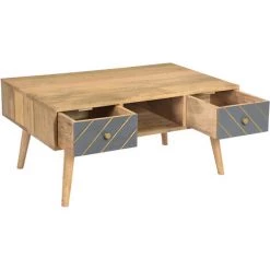 MILIBOO Table Basse En Manguier Massif Et Tiroirs Anthracite Et Doré Rectangulaire L100 Cm WALTER - Bois Clair / Noir -France MILIBOO Soldes 2022 48913045 3