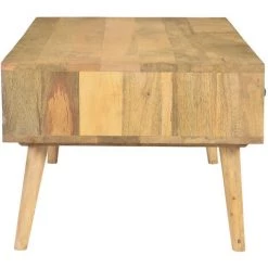 MILIBOO Table Basse En Manguier Massif Et Tiroirs Anthracite Et Doré Rectangulaire L100 Cm WALTER - Bois Clair / Noir -France MILIBOO Soldes 2022 48913045 4