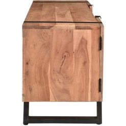 MILIBOO Meuble TV En Acacia Massif Et Métal Noir L150 Cm ALVARO - Naturel -France MILIBOO Soldes 2022 48913046 4